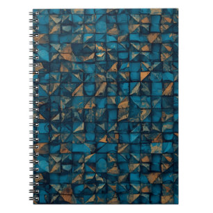 Caderno Espiral Bela Aparência de Patchwork em Teal Escuro