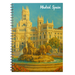 Caderno Espiral Bela Arte de Viagem Vintage Madrid Espanha