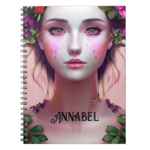 Caderno Espiral Bela Arte Fantástica de Mulher Encantada e Encanta