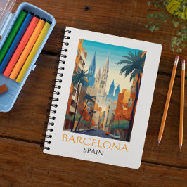 Caderno Espiral Bela Barcelona Espanha Retro Viagem Antiga