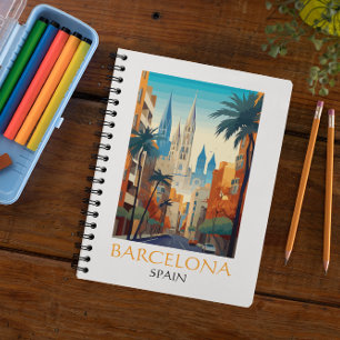 Caderno Espiral Bela Barcelona Espanha Retro Viagem Antiga