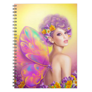 Caderno Espiral Bela borboleta fada de menina