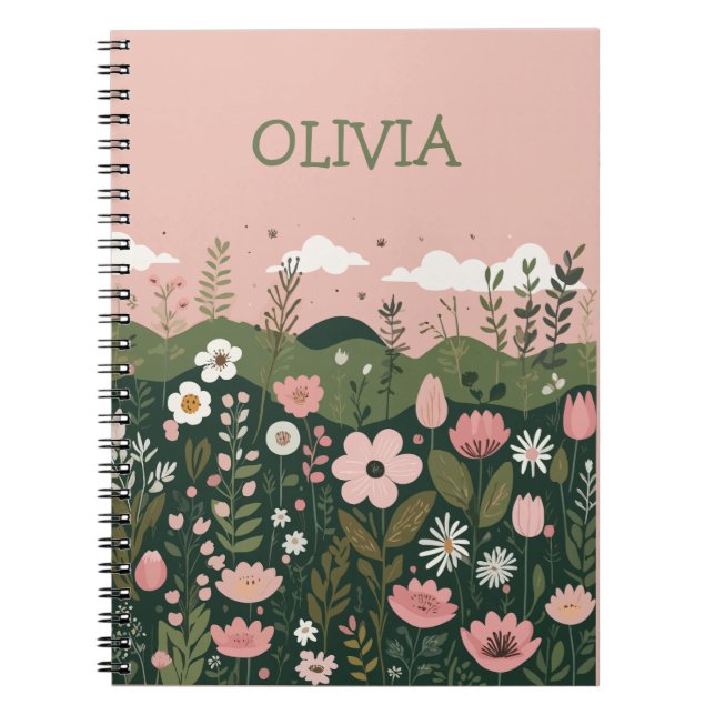 Caderno Espiral Bela Cartoon Floral Personalizado (Frente)