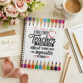 Caderno Espiral Bela Citação de Apreciação do Professor
