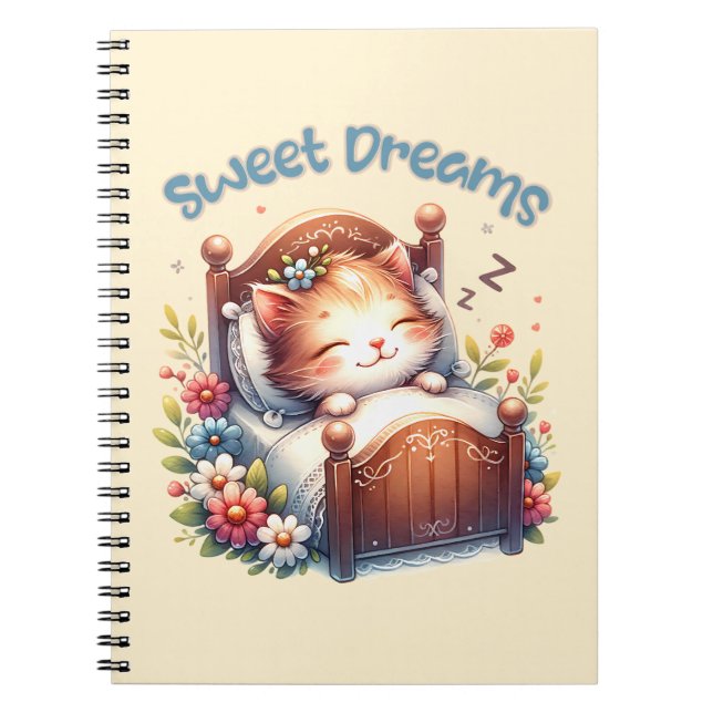 Caderno Espiral Bela dormindo Kitten Docinho Sonhos Doce Decor de  (Frente)