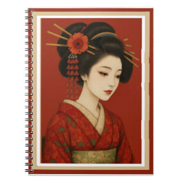 Caderno Espiral Bela e Adorável Notebook Para Garota Geisha Japone