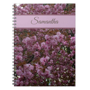 Caderno Espiral Bela Fotografia da Cerejeira Rosa Personalizada