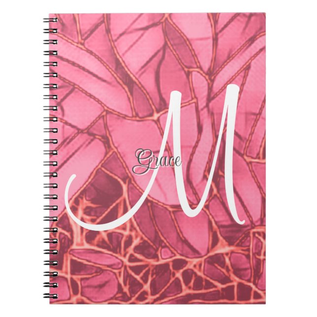 Caderno Espiral Bela Magenta Floral Para Notebook Monograma (Frente)