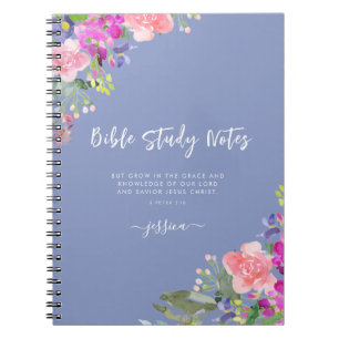 Caderno Espiral Bela Notebook de Estudo de Bíblia Floral de Waterc