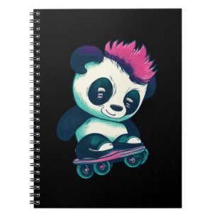 Caderno Espiral Bela Panda Bela com Mohawk Skater Panda
