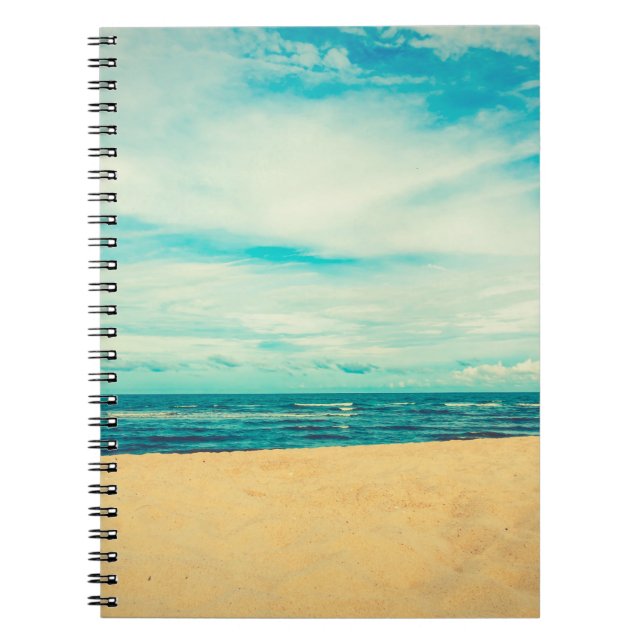 Caderno Espiral Bela praia tropical e viagem de paisagem marinha (Frente)