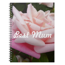 Caderno Espiral Bela Rosa Rosa Melhor Design de Flor de Mamãe