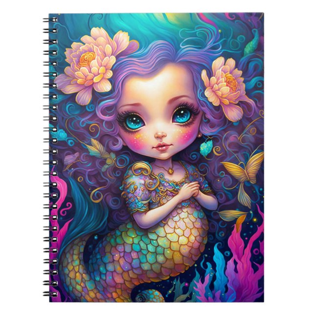 Caderno Espiral Bela Sereia Fantasy Art (Frente)