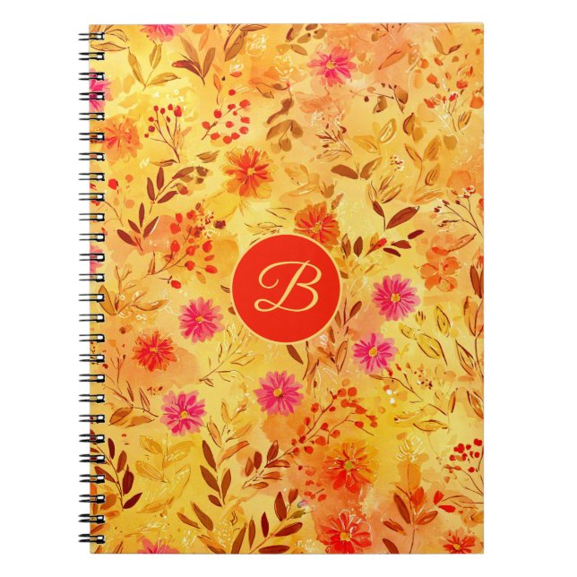 Caderno Espiral Belas Flores Silvestres Aquarela (Frente)