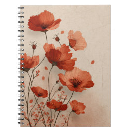 Caderno Espiral Belas papoulas vermelhas em espiral