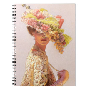 Caderno Espiral Beleza elegante da forma da senhora do Victorian