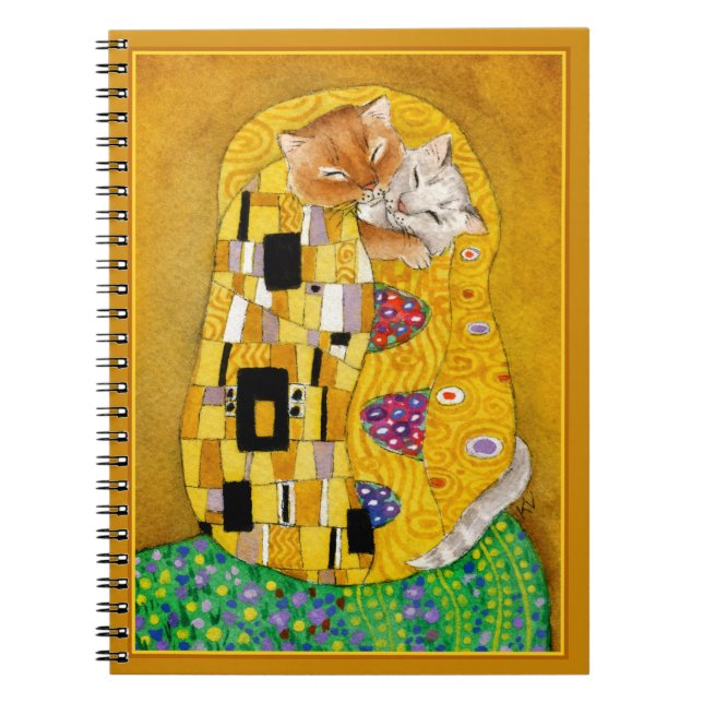 Caderno Espiral Beleza engraçada Klimt O Beijo do Notebook de ouro (Frente)