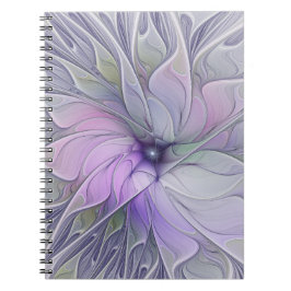 Caderno Espiral Beleza Impressionante Flor de Arte Fractal Abstrat