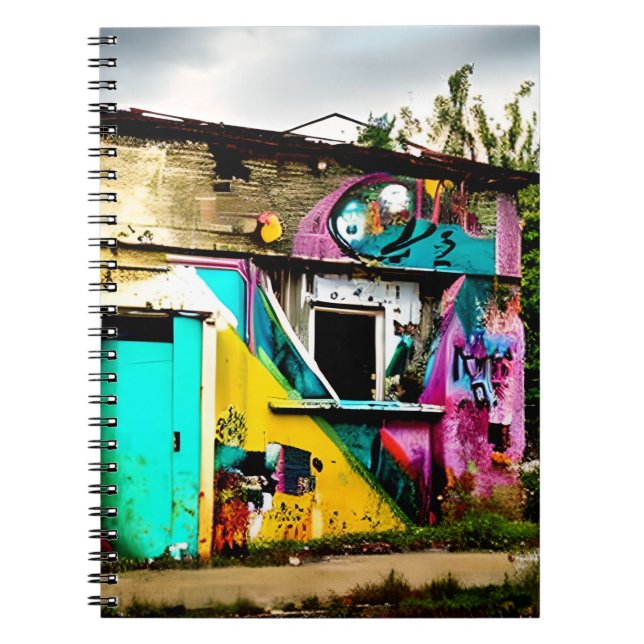 Caderno Espiral Beleza na destruição Grafite Colorido abandonado (Frente)