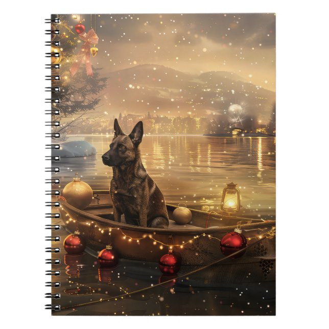 Caderno Espiral Belga Malinoi Natal Voyage Festiva (Frente)