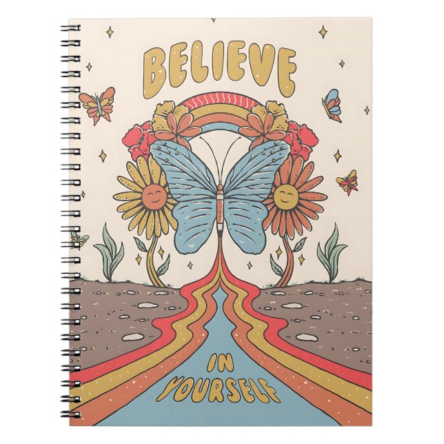 Caderno Espiral Believe in Yourself Inspirational Butterfly  (Frente)