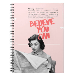 Caderno Espiral Believe You Can Pink Notebook