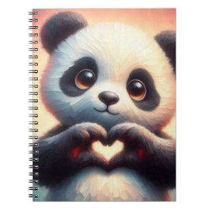 Caderno Espiral Belo Amor Coração Panda