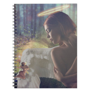 Caderno Espiral Belo Anjo com a Fada Fantasy Art