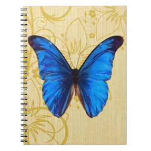 Caderno Espiral Belo Blue Butterfly Vintage art