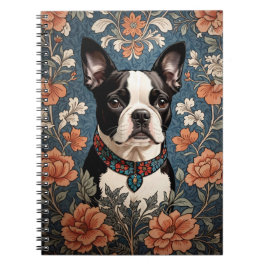 Caderno Espiral Belo Boston Terrier William Morris Inspirou
