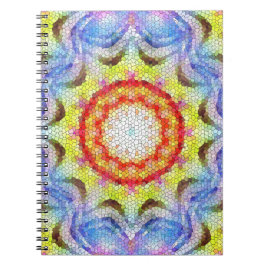 Caderno Espiral Belo Brilho Azulejo Mosaico Flor Sol