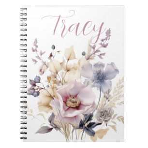 Caderno Espiral Belo Buquê Floral Personalizado