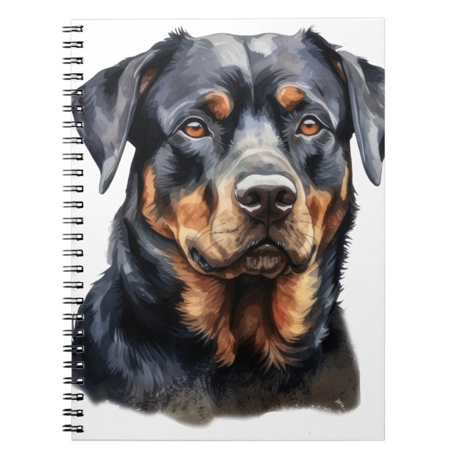 CADERNO ESPIRAL BELO CÃO NEGRO E TAN ROTTWEILER (Frente)