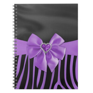 Caderno Espiral Belo chic elegante tecido de seda zebra