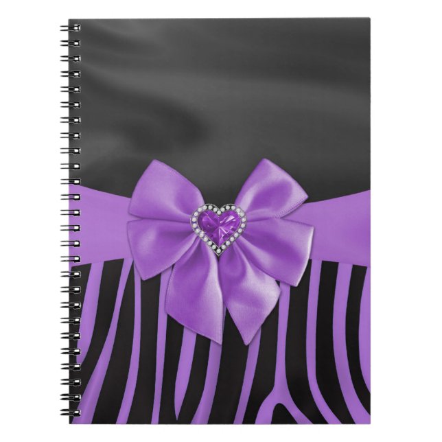 Caderno Espiral Belo chic elegante tecido de seda zebra (Frente)