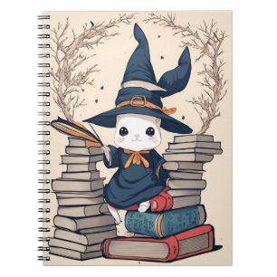 Caderno Espiral belo coelho branco