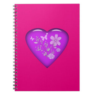 Caderno Espiral Belo Copo Floral Coração