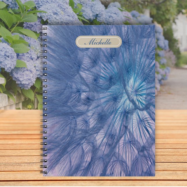 Caderno Espiral Belo Dandelion Azul Wispy (Criador carregado)