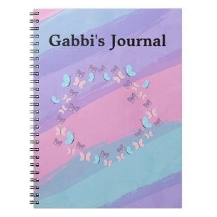 Caderno Espiral Belo design de Pastéis e Borboletas
