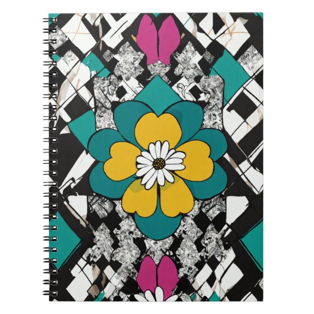 Caderno Espiral Belo design floral (Frente)