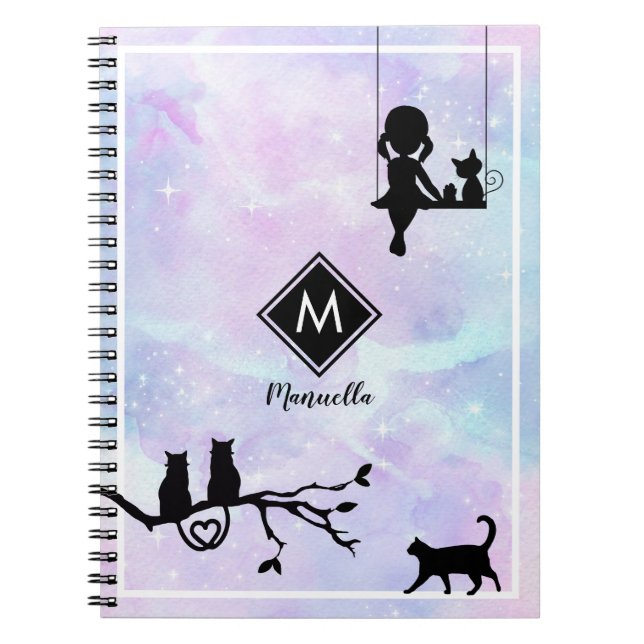 Caderno Espiral Belo Diário de Galáxia Rosa, Galáxia (Frente)