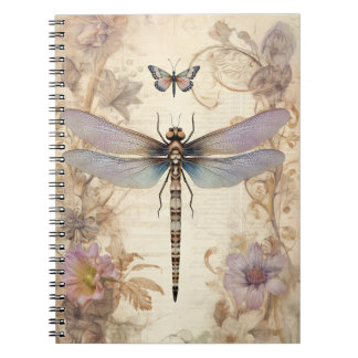 Caderno Espiral Belo Diário De Lixo Com Dragonfly E Borboleta