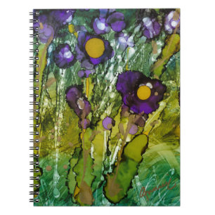 Caderno Espiral Belo Diário de Lovitude "Íris Roxa e Dourada"