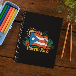 Caderno Espiral Belo Floral Porto Rico Flag Trabalho de arte