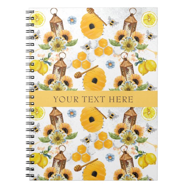 Caderno Espiral Belo Garden Bee Sunflower Patterno (Frente)