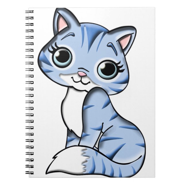 Caderno Espiral Belo gatinho Azul (Frente)