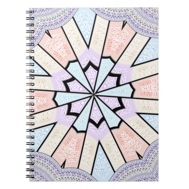 Caderno Espiral Belo Impressão de Arte Geométrica de Pastel Suave (Frente)