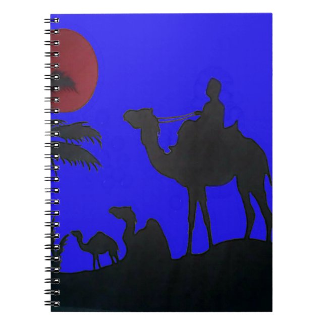 Caderno Espiral Belo Impressão de Arte Sunset Camel Safari (Frente)
