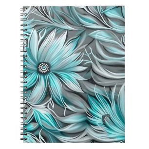 Caderno Espiral Belo Impressão Floral Azul