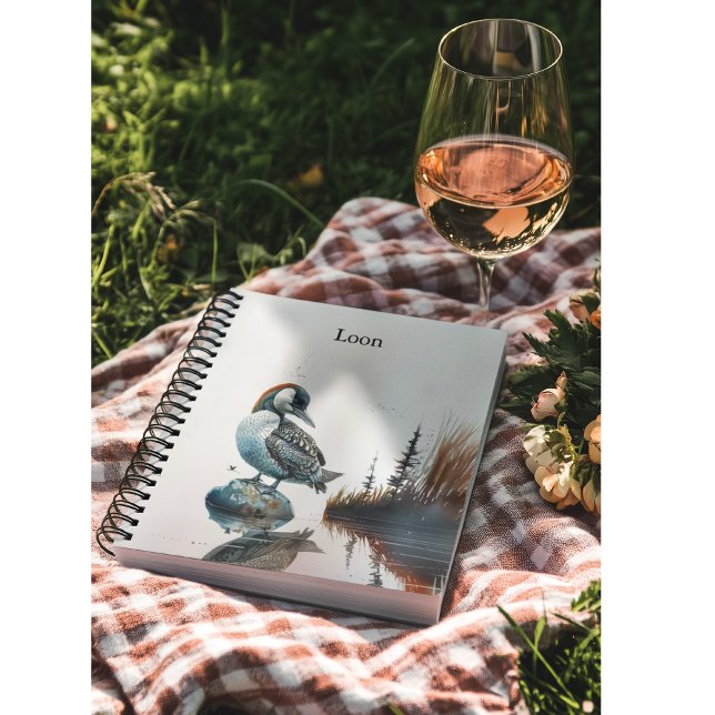 Caderno Espiral belo leão em uma rocha de aquarela (Criador carregado)